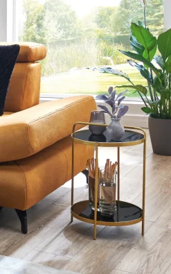 Beistelltisch 38 x 38 cm schwarz/goldfarbig