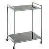 Beistelltisch auf Rollen 50 x 36 cm Glas schwarz lackiert/grau