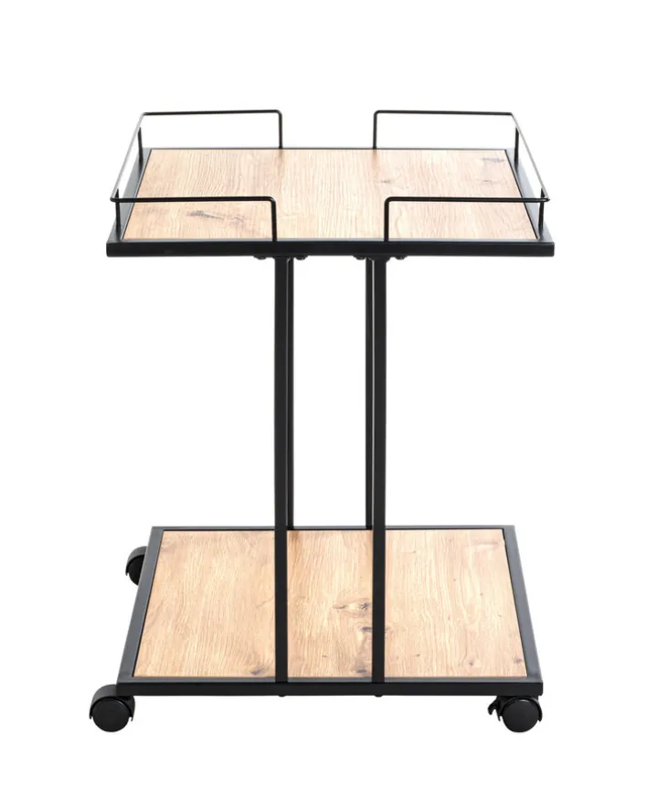 Beistelltisch auf Rollen 45 x 45 cm Eiche-Dekor/schwarz