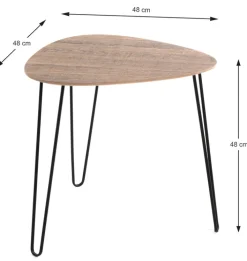 Beistelltisch BOLOGNA1 48 cm schwarz/ Eiche