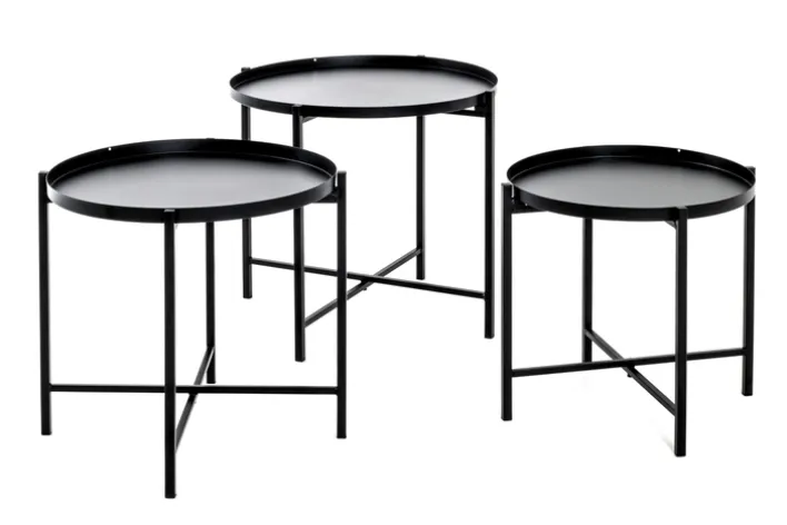 Beistelltisch 3er-Set Ø 39/43/48 cm schwarz