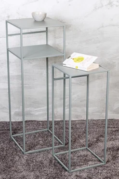 Beistelltisch 2er-Set 30x85x30 cm 26x63x26 cm grau