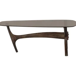 Beistelltisch FLASH 110 x 60 cm Mangoholz/Farbglas braun