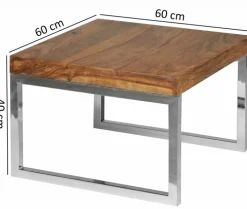Beistelltisch GUNA 60 x 60 chromfarbig/ Sheesham