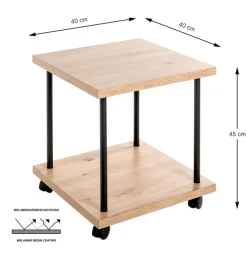 Beistelltisch IMOLA Ø 40 cm Eiche-Dekor hell/schwarz