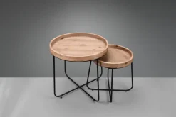 Beistelltisch JETTE Ø 66,5 x 58 cm Massivholz braun/schwarz