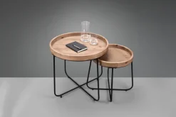 Beistelltisch JETTE Ø 66,5 x 58 cm Massivholz braun/schwarz