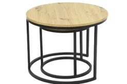 Beistelltisch LINDAU 2er Set Ø 60/Ø 40cm Artisan Eiche - braun/schwarz