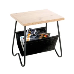 Beistelltisch mit Zeitungsablage 48 x 40 cm braun/schwarz