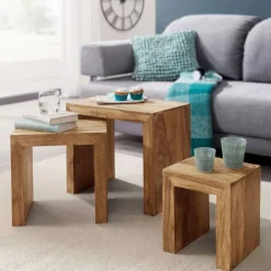 Beistelltisch MUMBAI 3er Set Akazie