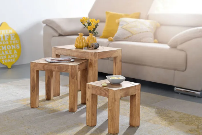 Beistelltisch MUMBAI 3-teilig Set Akazie braun