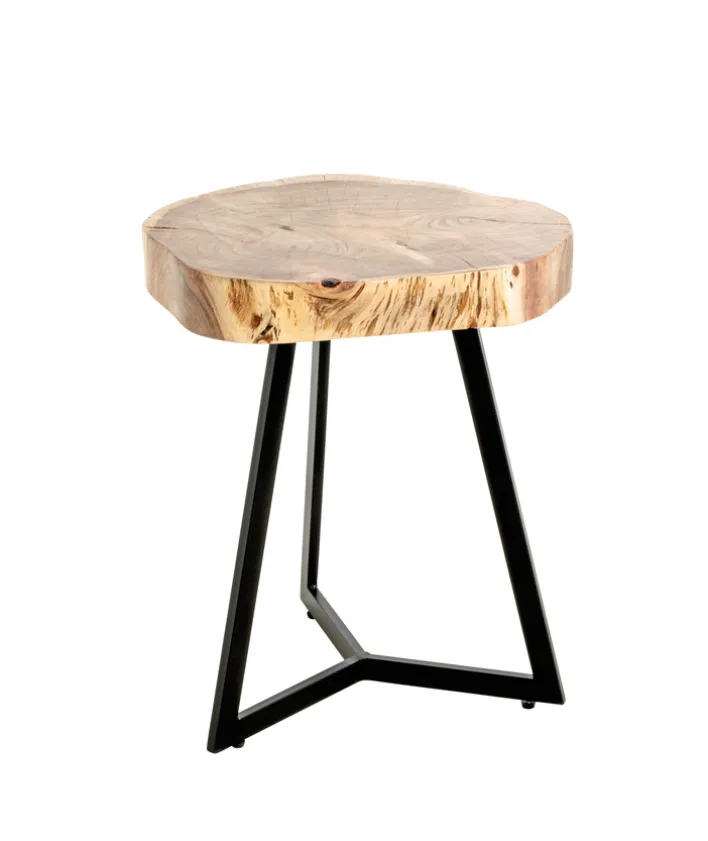 Beistelltisch PATNA Ø 45 cm Massivholz Akazie/schwarz