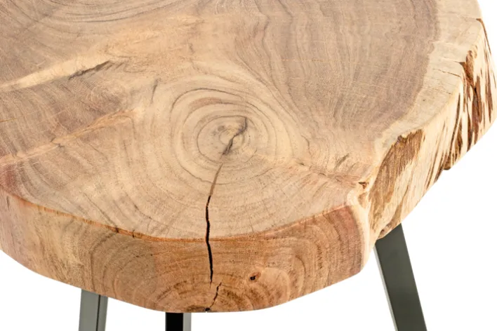 Beistelltisch PATNA Ø 45 cm Massivholz Akazie/schwarz