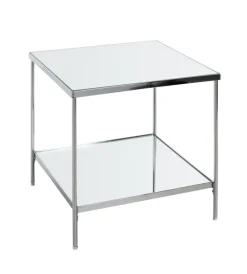 Beistelltisch quadratisch 45 x 45 cm Spiegelglas/chromfarbig