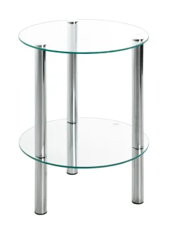 Beistelltisch rund 47 cm Glas Chrom