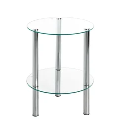 Beistelltisch rund 47 cm Glas Chrom