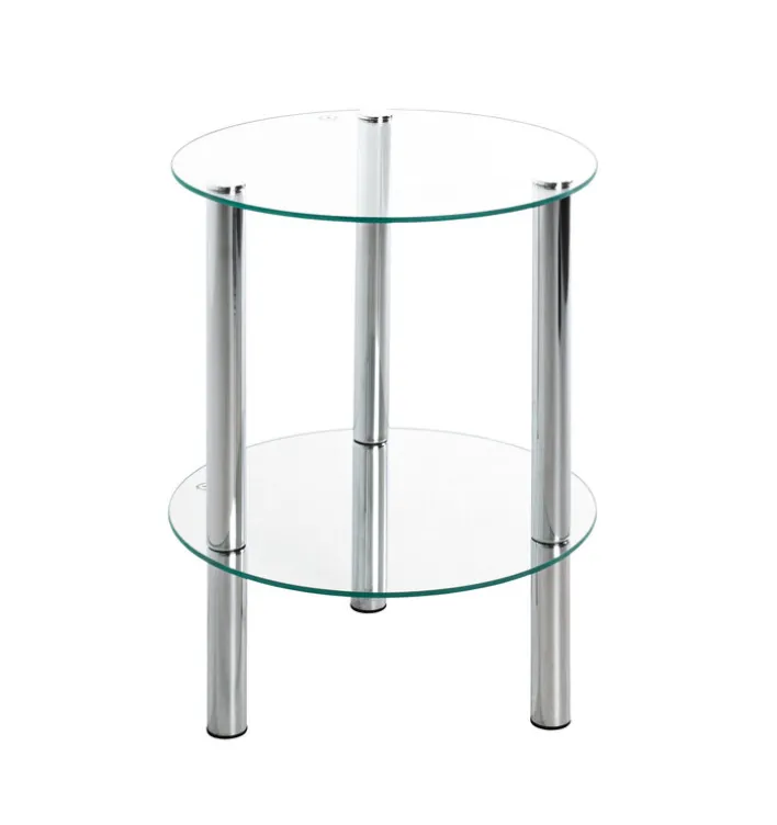 Beistelltisch rund 47 cm Glas Chrom