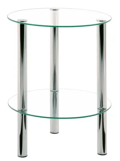 Beistelltisch rund 47 cm Glas Chrom
