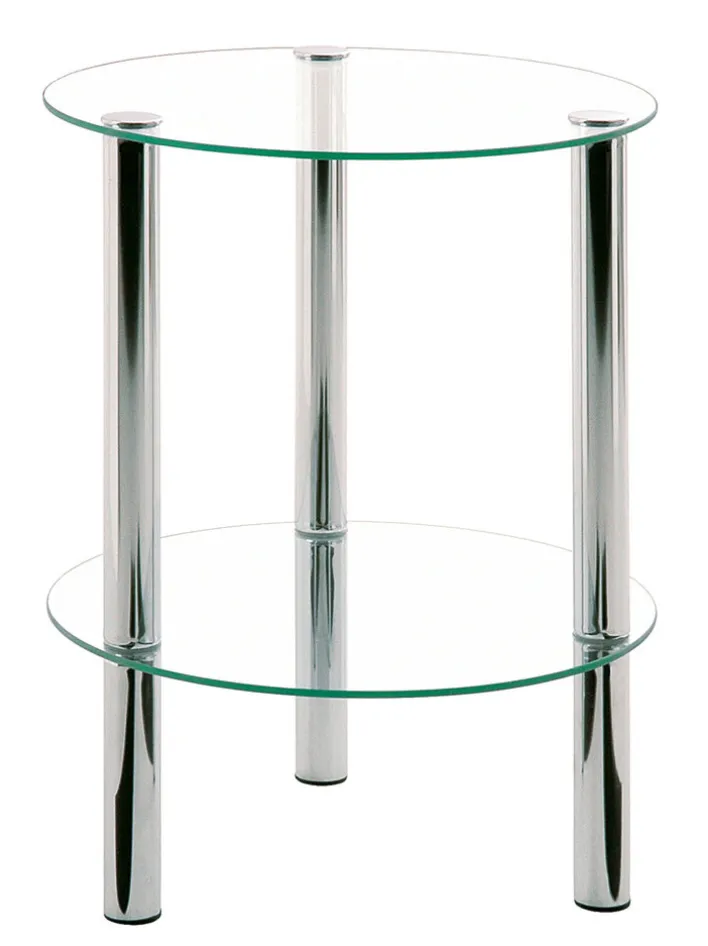 Beistelltisch rund 47 cm Glas Chrom