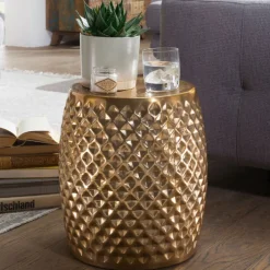 Beistelltisch rund 32 cm Goldfarbig