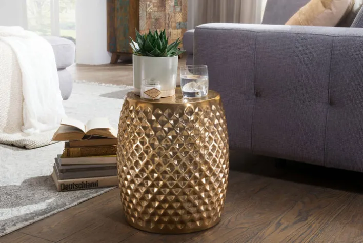 Beistelltisch rund 32 cm Goldfarbig