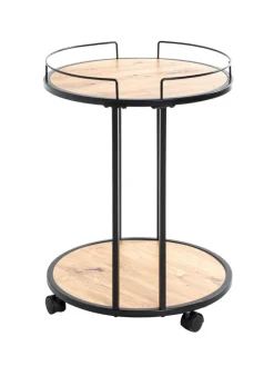 Beistelltisch rund 45 cm Schwarz/ Eiche