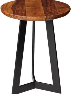 Beistelltisch rund 35 cm schwarz/ Sheesham