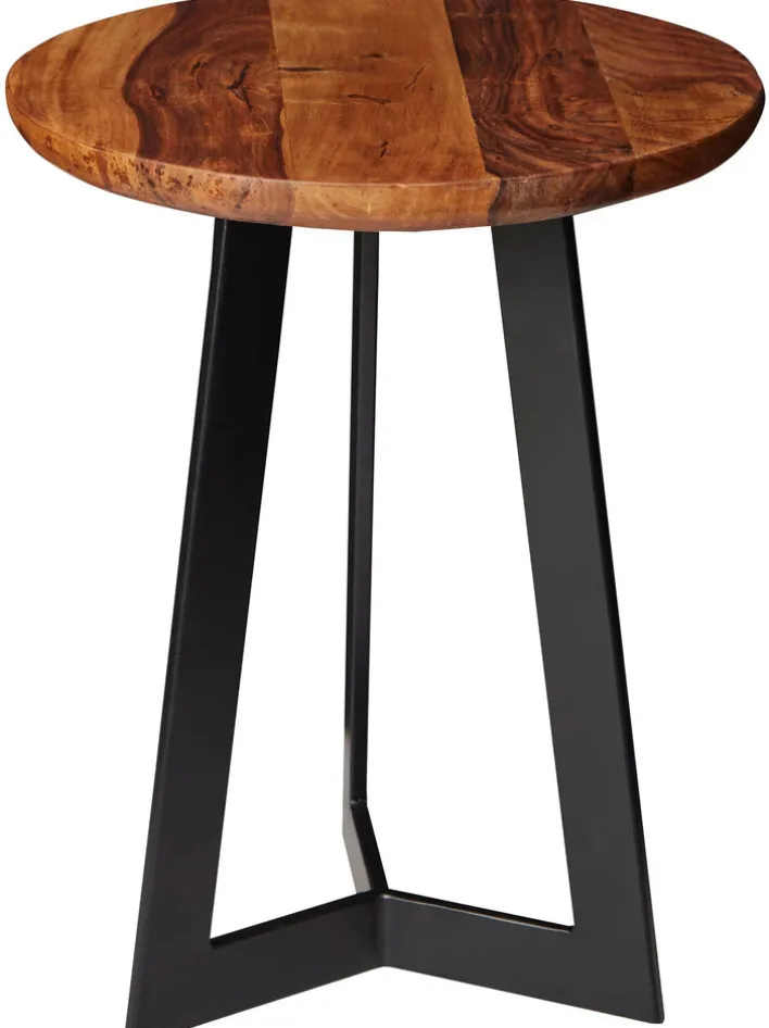 Beistelltisch rund 35 cm schwarz/ Sheesham