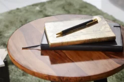 Beistelltisch rund 35 cm schwarz/ Sheesham