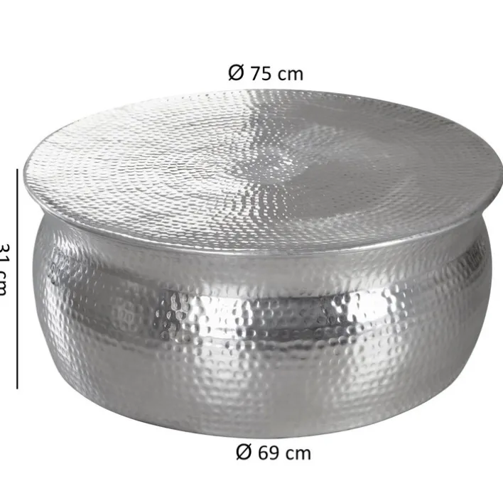 Beistelltisch rund 75 cm Silberfarbig