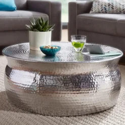 Beistelltisch rund 75 cm Silberfarbig