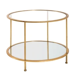 Beistelltisch rund 60 x 60 cm Glas/goldfarbig