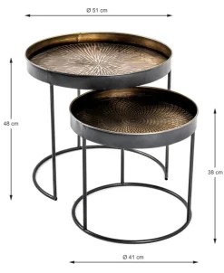 Beistelltisch rund-Set Celle 2-teilig Kupfer/Stahl goldfarbig/schwarz