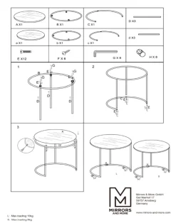 Beistelltisch-Set DOREEN 2-teilig weiß/ schwarz