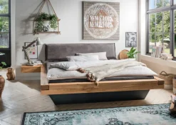 Bett ESPERA 180 x 200 cm Wildeiche massiv/ Anthrazit