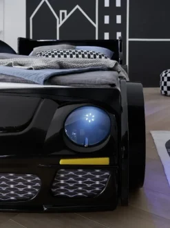 Bett RINUM 90 x 200 cm schwarz/ mehrfarbig