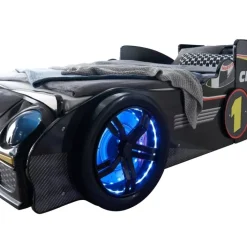 Bett RINUM 90 x 200 cm schwarz/ mehrfarbig