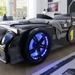 Bett RINUM 90 x 200 cm schwarz/ mehrfarbig