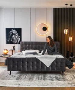 Bett YARON 180 x 200 cm Stoffbezug anthrazit