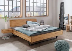 Bettgestell II 200 x 200 cm braun/ Metallkufe anthrazit