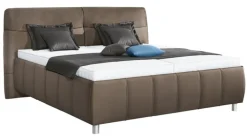 Bettgestell PALLAS 200 x 200 cm Lederlook braun-grau