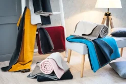 Biederlack Wende-Wohnplaid 150 x 200 cm gelb/grau/schwarz