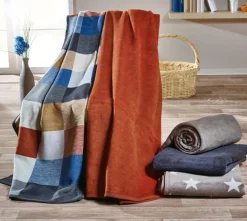 Biederlack Wohndecke COTTON HOME 150 x 200 grau/braun