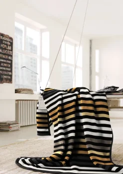 Biederlack Wohndecke Streifen 150 x 200 cm orange