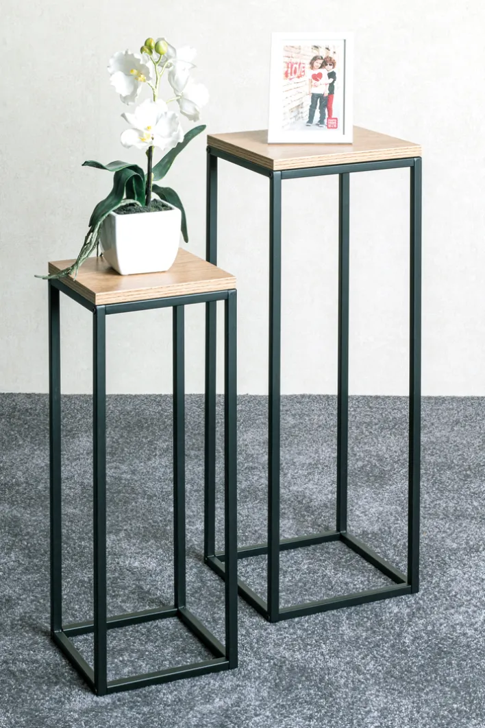 Blumensäulen 2er-Set braun/schwarz