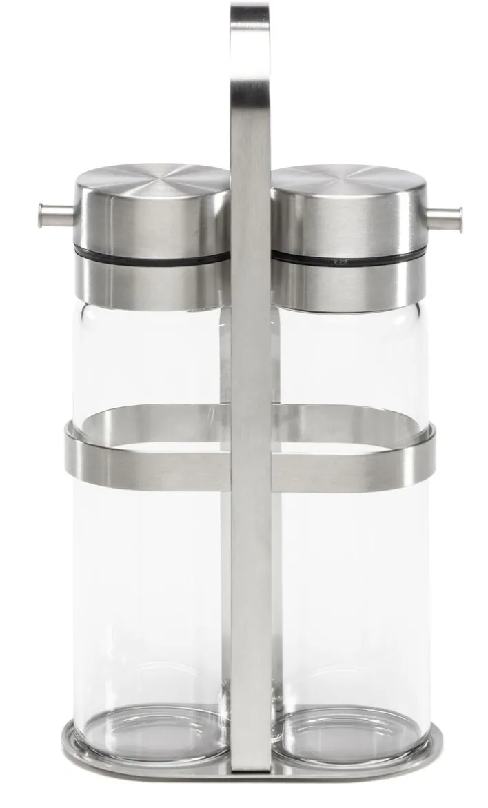 bongusto Essig- & Öl Flasche HANNA 3-teilig transparent /silberfarbig