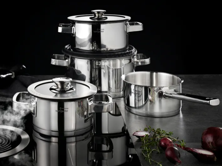 bongusto Topfset 4-teilig Edelstahl silberfarbig