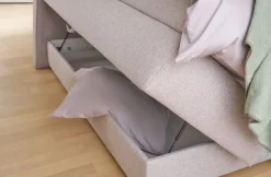 Boxspringbett TASSIA 160 x 200 cm Stoffbezug beige-grau