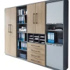 Bürowandkombination 280 x 217 cm Mittelgrau/ Hickory Eiche