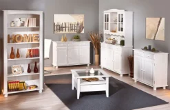 Buffet FELIX 130x198x43 cm Massivholz Kiefer weiß